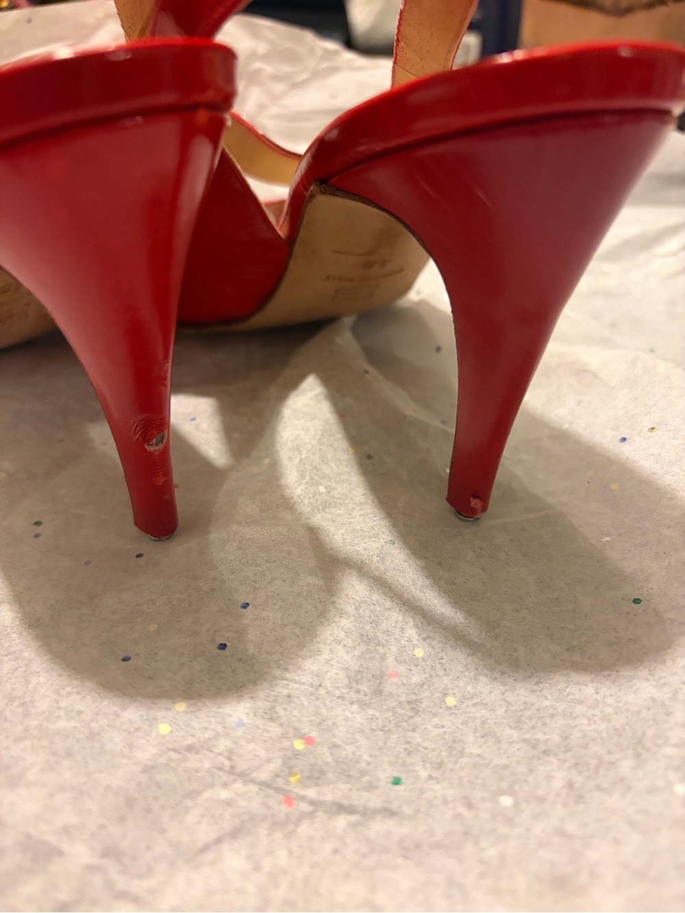 Manolo Blahnik Red Patent Leather Slingback Heels - Picture 2 of 7
